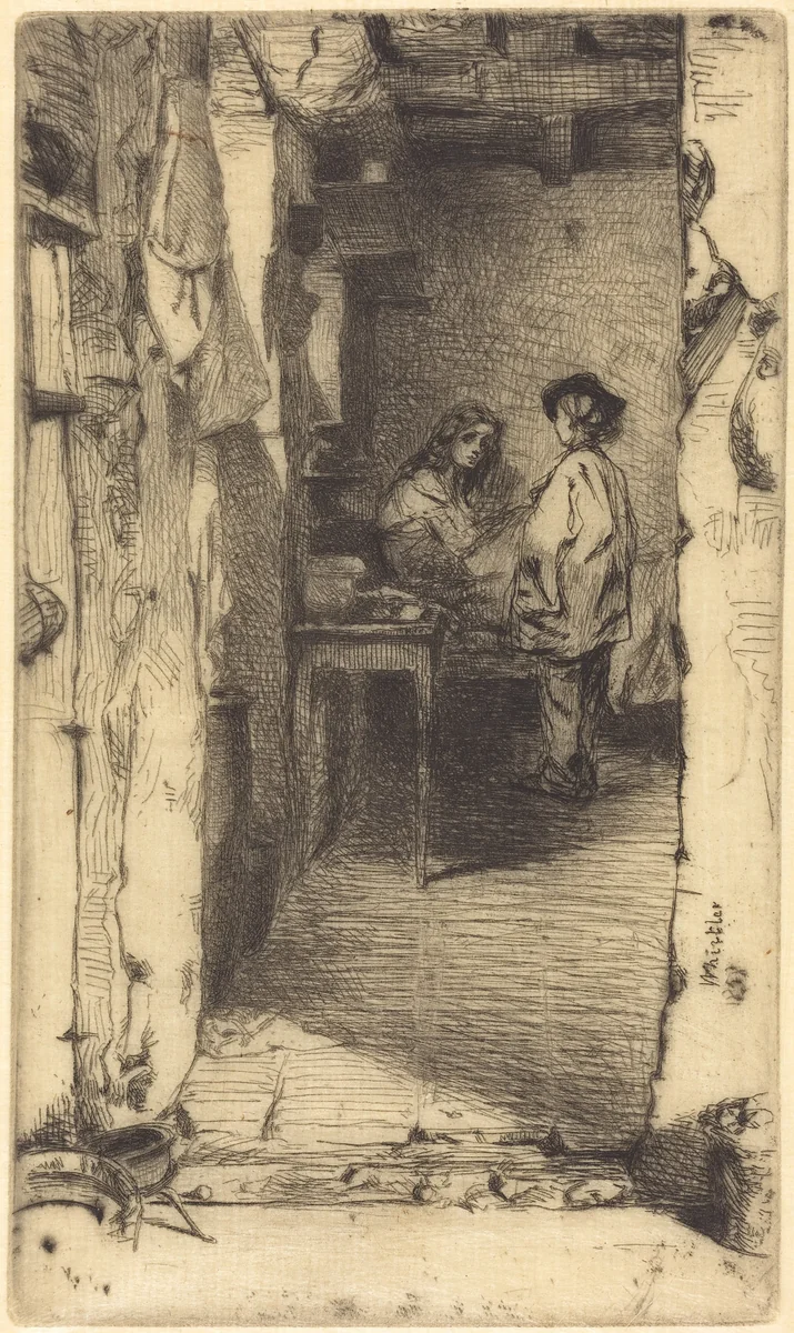 Rag Pickers, Quartier Mouffetard, Paris by James McNeill Whistler, print, 1858