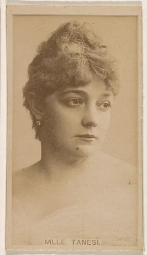 Mlle. Tanesi, from the Actresses series (N245) issued by Kinney Brothers to promote Sweet Caporal Cigarettes by Kinney Brothers Tobacco Company, photograph, 1890