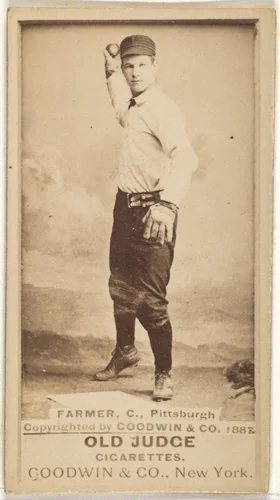Bill Farmer, Catcher, Pittsburgh, from the Old Judge series (N172) for Old Judge Cigarettes by Goodwin & Company, photograph, 1887