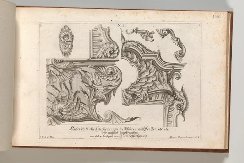 Suggestion for the Decoration of the Lower and Top Right of a Frame, Plate 1 from: 'Unterschidliche Auszierungen zu Thüren und Fenster, etc. etc. sehr nutzlich zu gebrauchen' by Jeremias Wachsmuth, book, 1745-1755