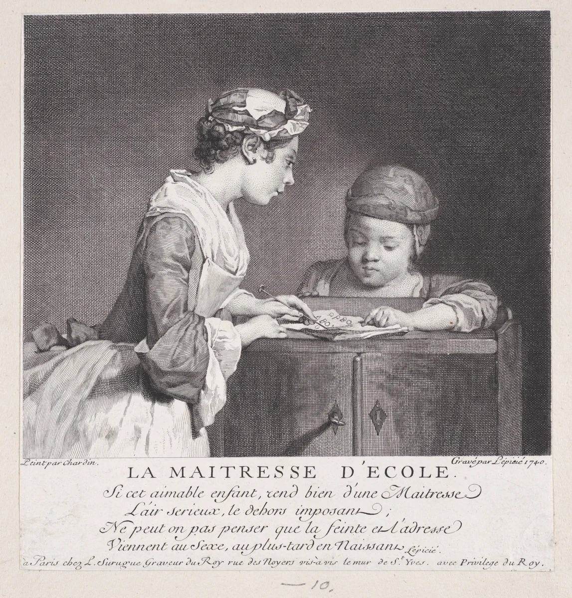 The School Mistress by Bernard Lepicié, print, 1747