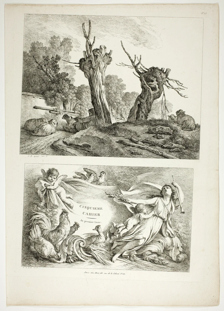 Plate 25 of 38 from Oeuvres de J. B. Huet by Jean Baptiste Huet, print, 1796-1799