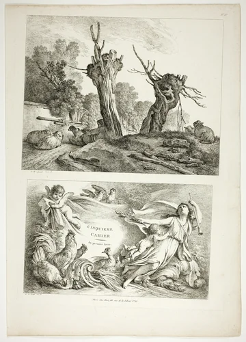 Plate 25 of 38 from Oeuvres de J. B. Huet by Jean Baptiste Huet, print, 1796-1799