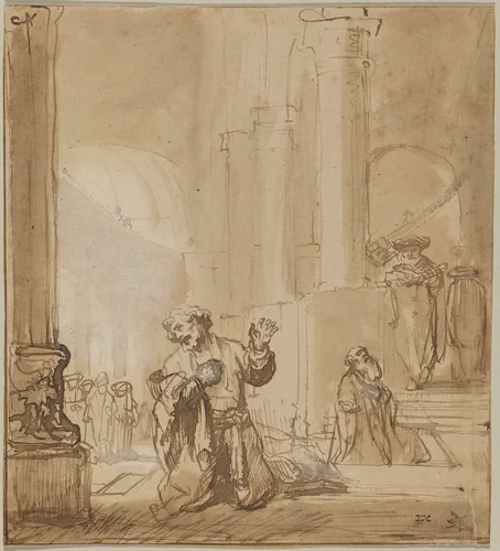The Parable of the Publican and the Pharisee by Rembrandt van Rijn, drawing, 1645-1655