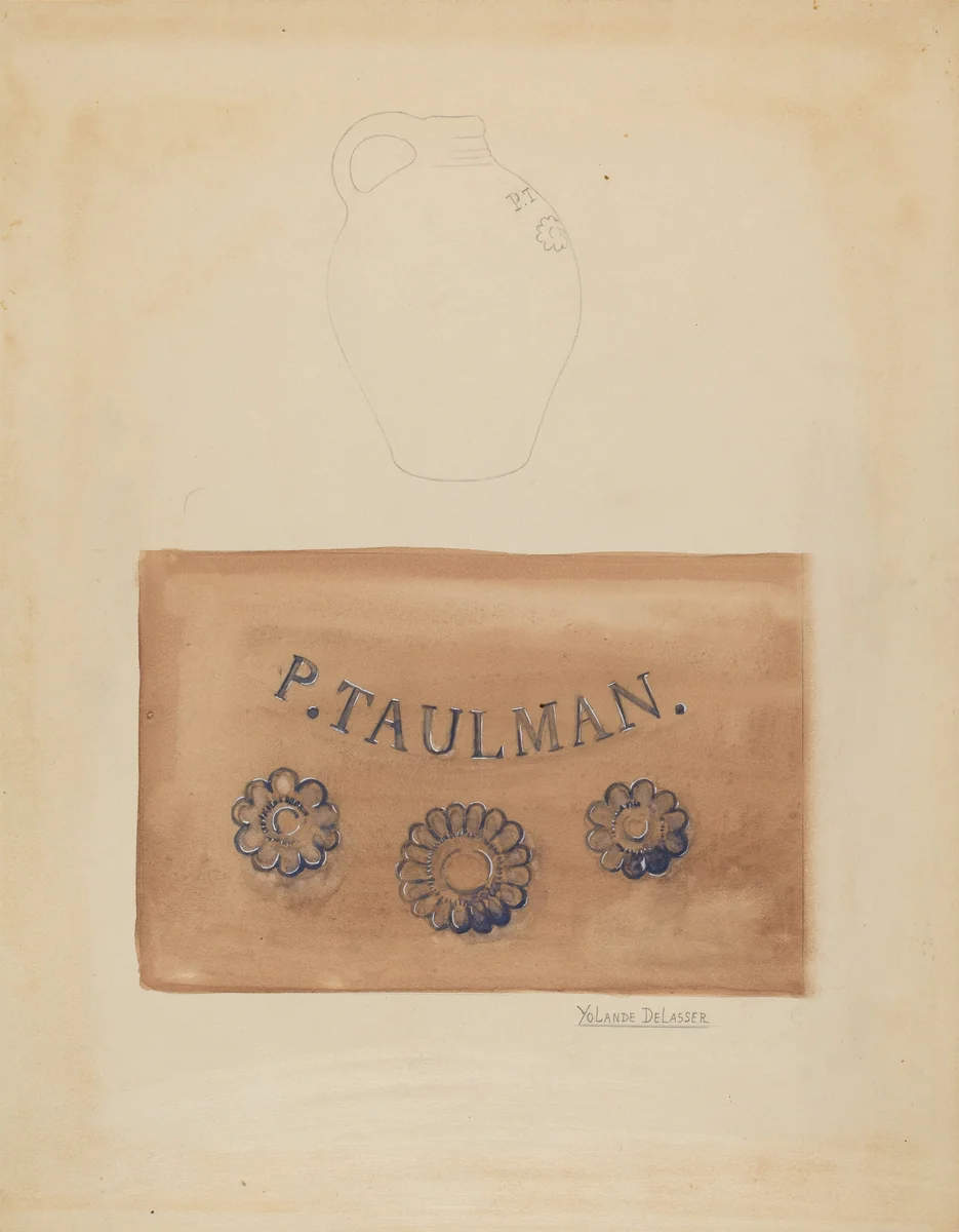 Jug by Yolande Delasser, index of american design, 1937