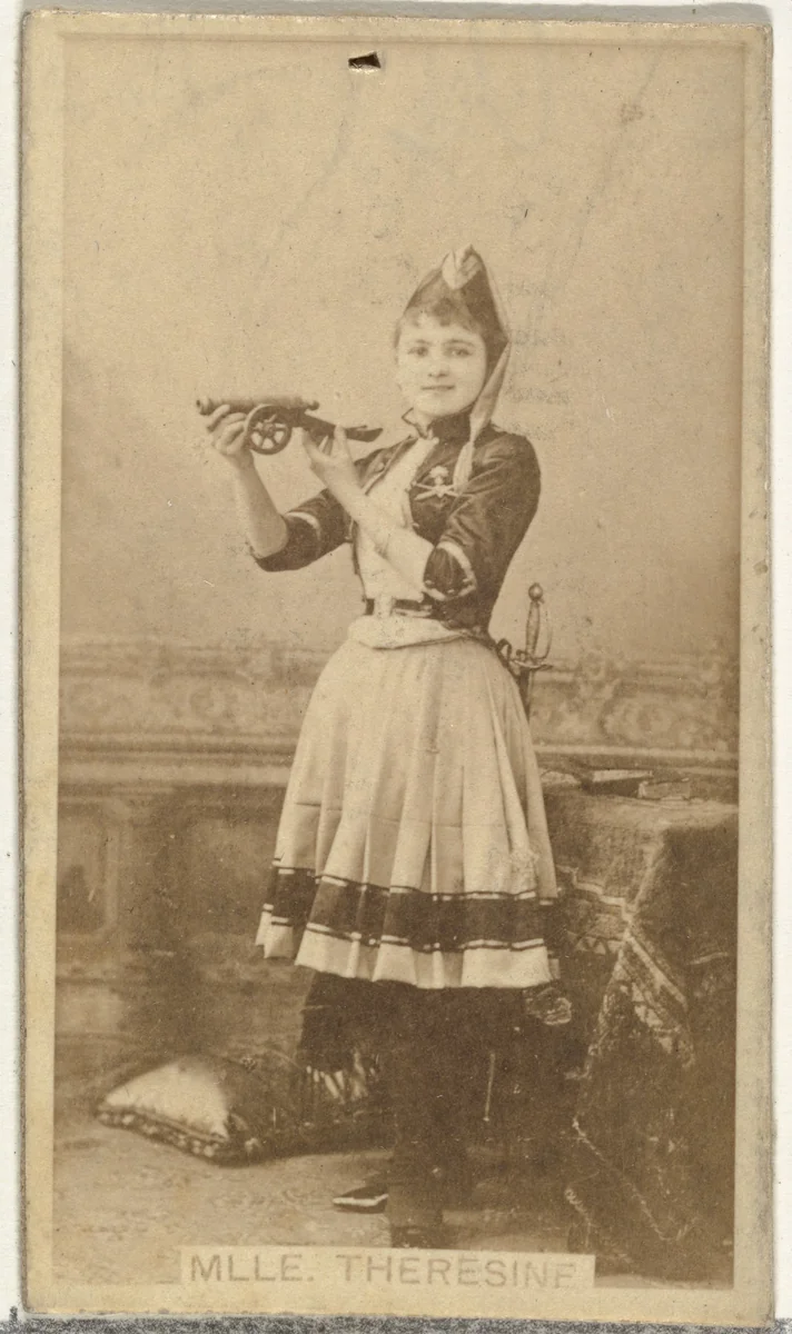 Mlle. Theresine, from the Actors and Actresses series (N145-8) issued by Duke Sons & Co. to promote Duke Cigarettes by W. Duke, Sons & Co., photograph, 1890-1895