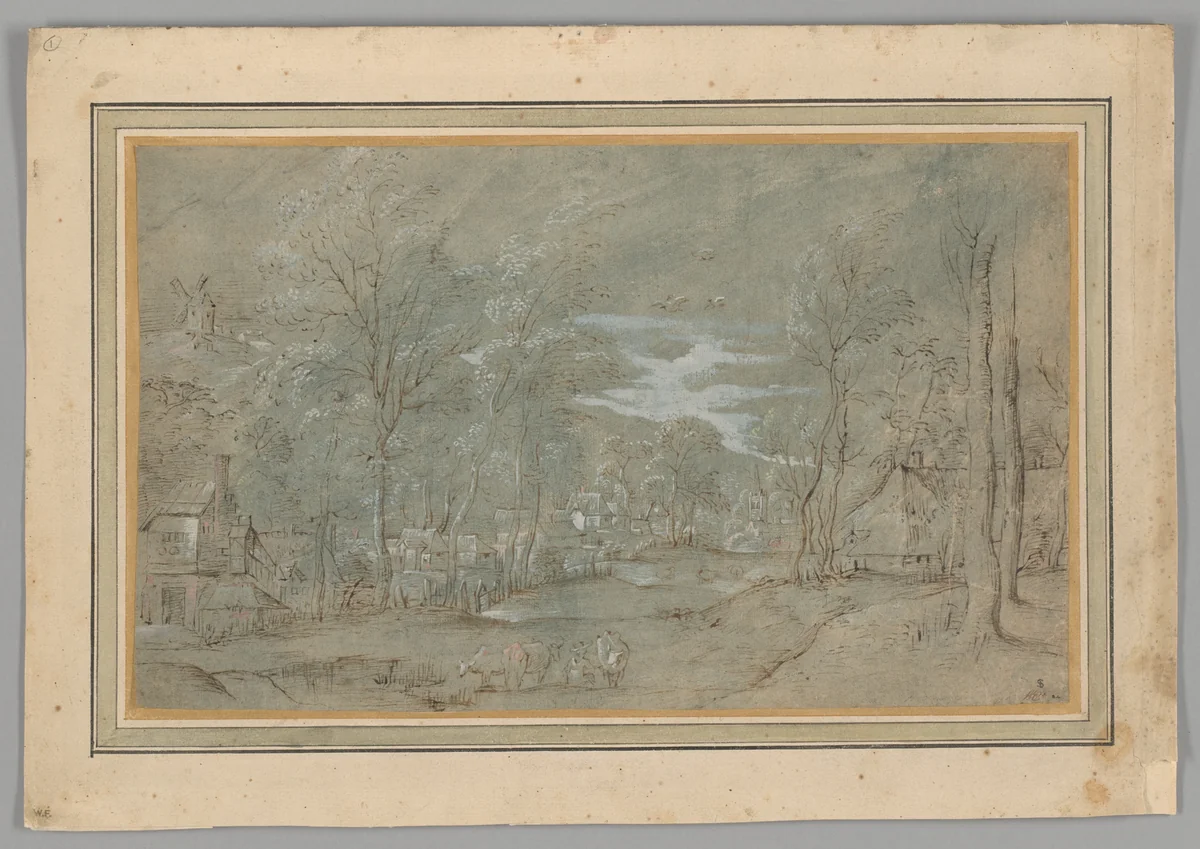 Village Among the Trees by Unknown Artist, drawing, 1555-1565