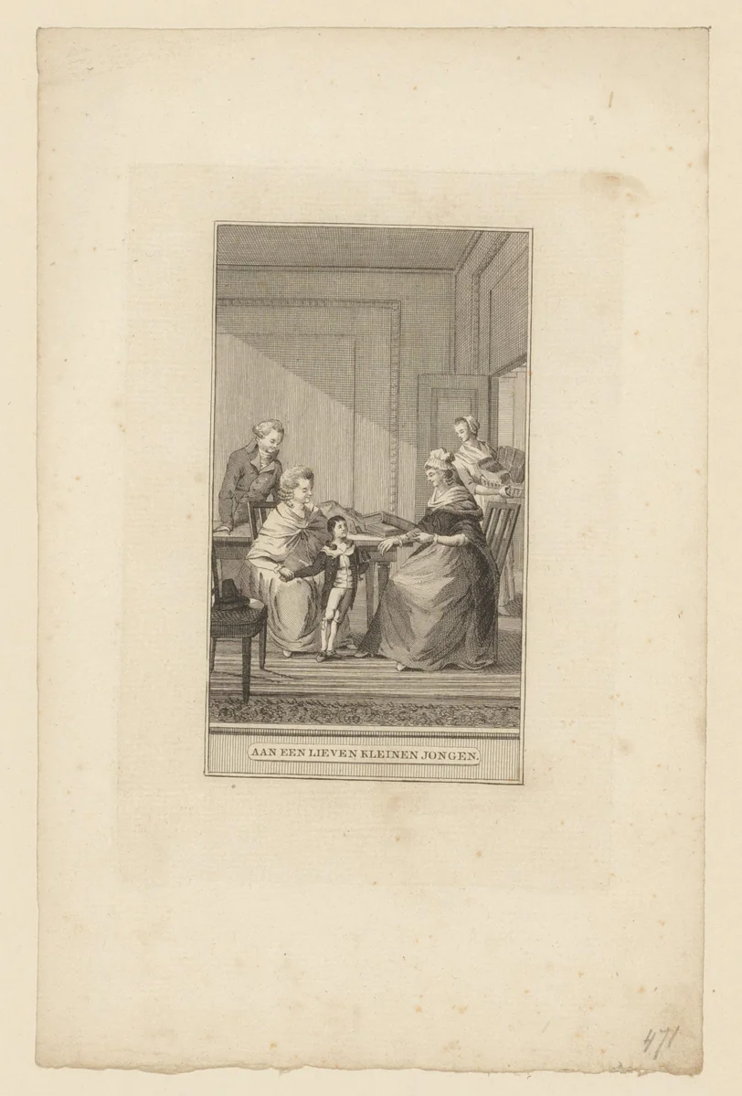Jongen wordt gepresenteerd aan zijn moeder by anonymous, print, 1792