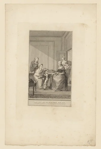 Jongen wordt gepresenteerd aan zijn moeder by anonymous, print, 1792