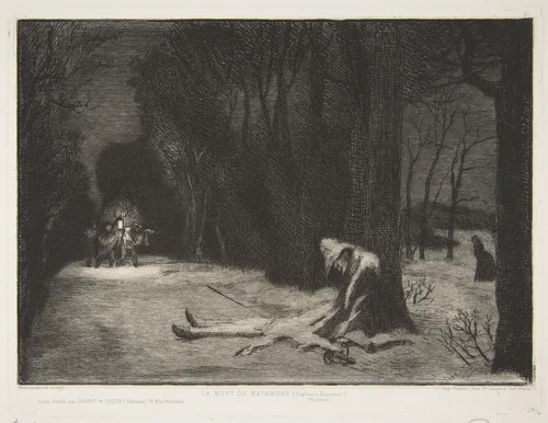 La Mort de Matamore (Capitaine Fracasse) by Félix Bracquemond, print, 1864