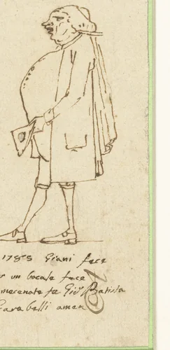 Karikatuur van Giovanni Basttista Scarabelli by Felice Giani, drawing, 1785
