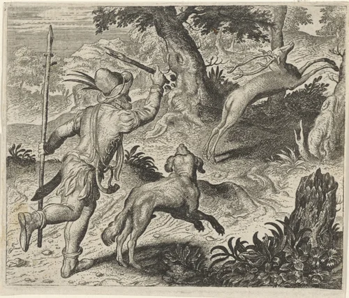 Fabel van de oude hond by Aegidius Sadeler, print, 1608