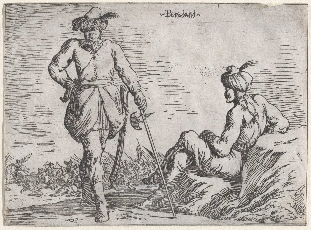 Persians, from a set of costume plates of different nations by Johann Wilhelm Baur, print, 1595-1645