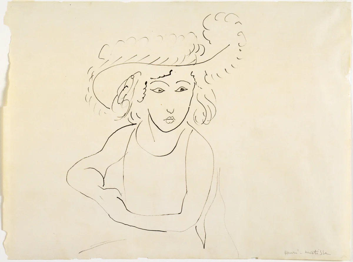 The Plumed Hat by Henri Matisse, drawing, 1919