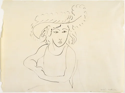 The Plumed Hat by Henri Matisse, drawing, 1919