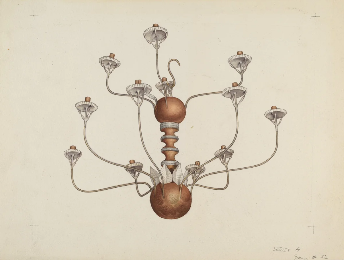 Wood and Tin Chandelier by George Constantine, index of american design, 1937