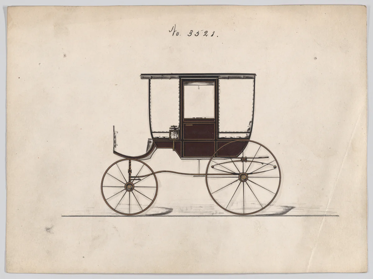 Design for 6 seat Rockaway, no. 3521 by Brewster & Co., drawing, 1879