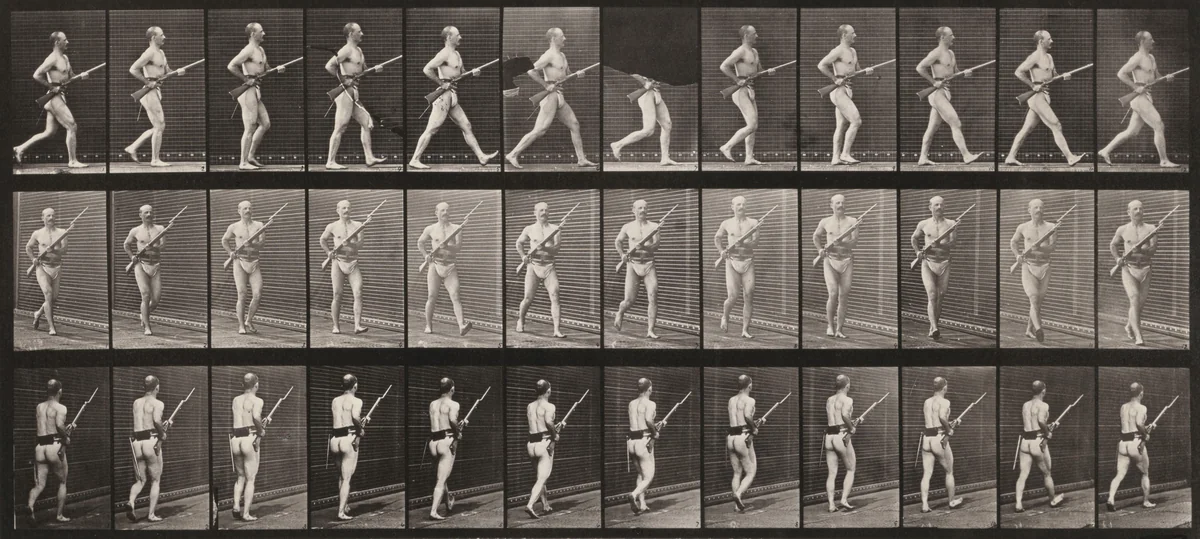 Plate Number 359. Charging bayonet by Eadweard Muybridge, photograph, 1887