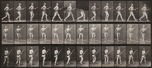 Plate Number 359. Charging bayonet by Eadweard Muybridge, photograph, 1887