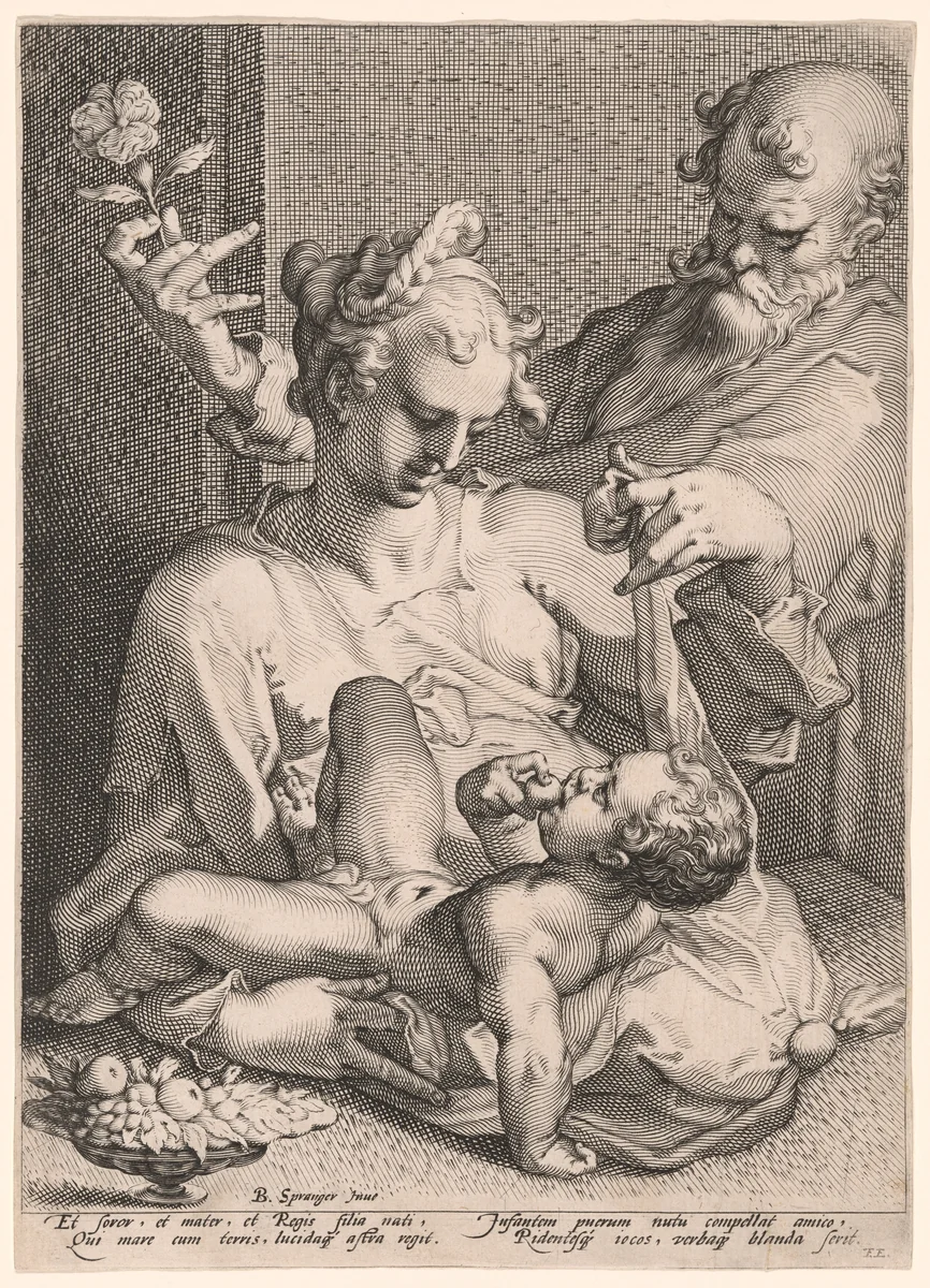 The Holy Family by Pieter de Jode I, print, 1585-1600