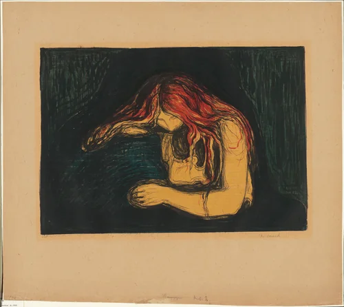 The Vampire II by Edvard Munch, print, 1895-1902