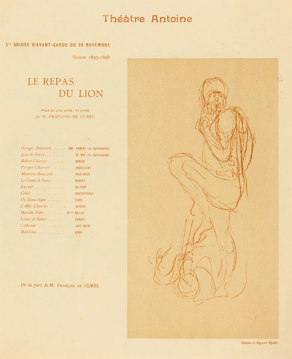 Le Repas du lion by Auguste Rodin, print, 1897