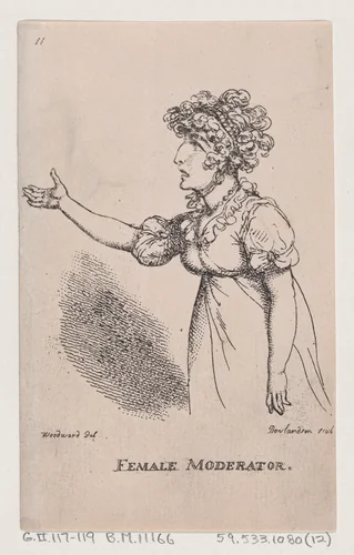 Female Moderator by Thomas Rowlandson, print, 1808