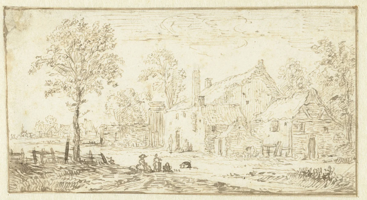 Dorpsstraat by Jan van Goyen, drawing, 1606-1656
