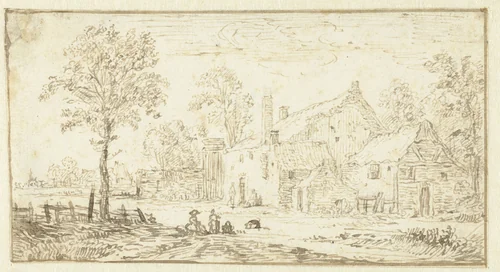 Dorpsstraat by Jan van Goyen, drawing, 1606-1656