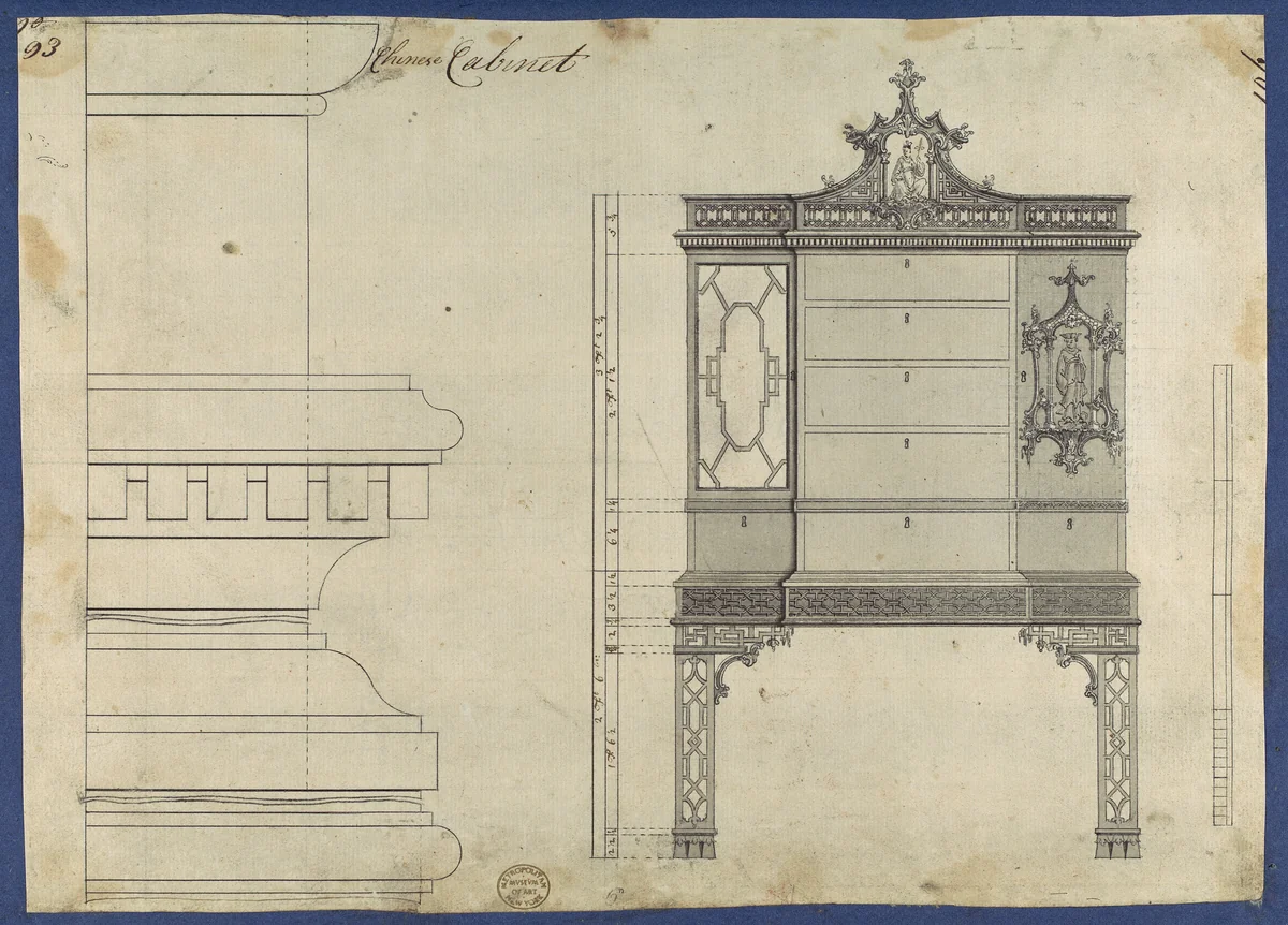 Chinese Cabinet, from Chippendale Drawings, Vol. II by Thomas Chippendale, drawing, 1754