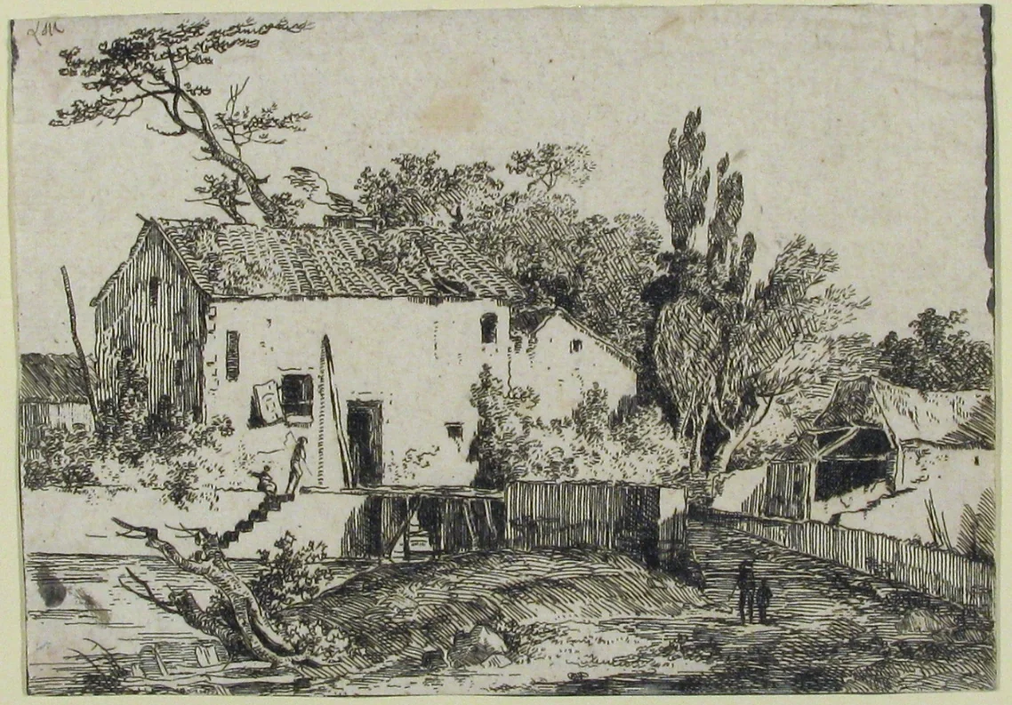 The Pole Leaning Against the House by Louis Gabriel Moreau, print, 1755-1806