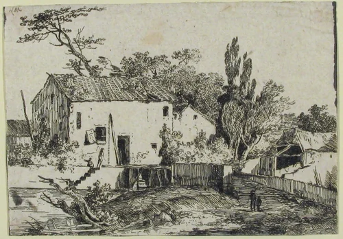 The Pole Leaning Against the House by Louis Gabriel Moreau, print, 1755-1806
