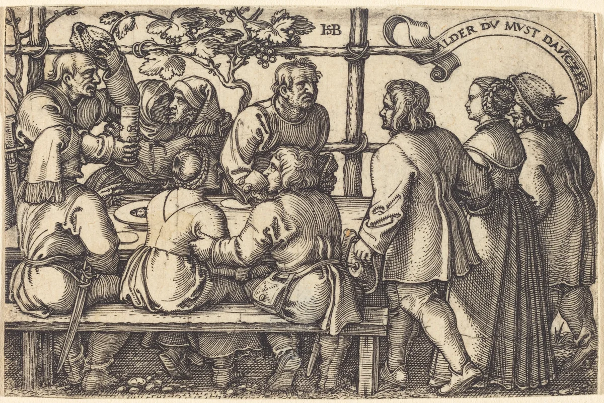 Peasants' Feast by Sebald Beham, print, 1500-1550