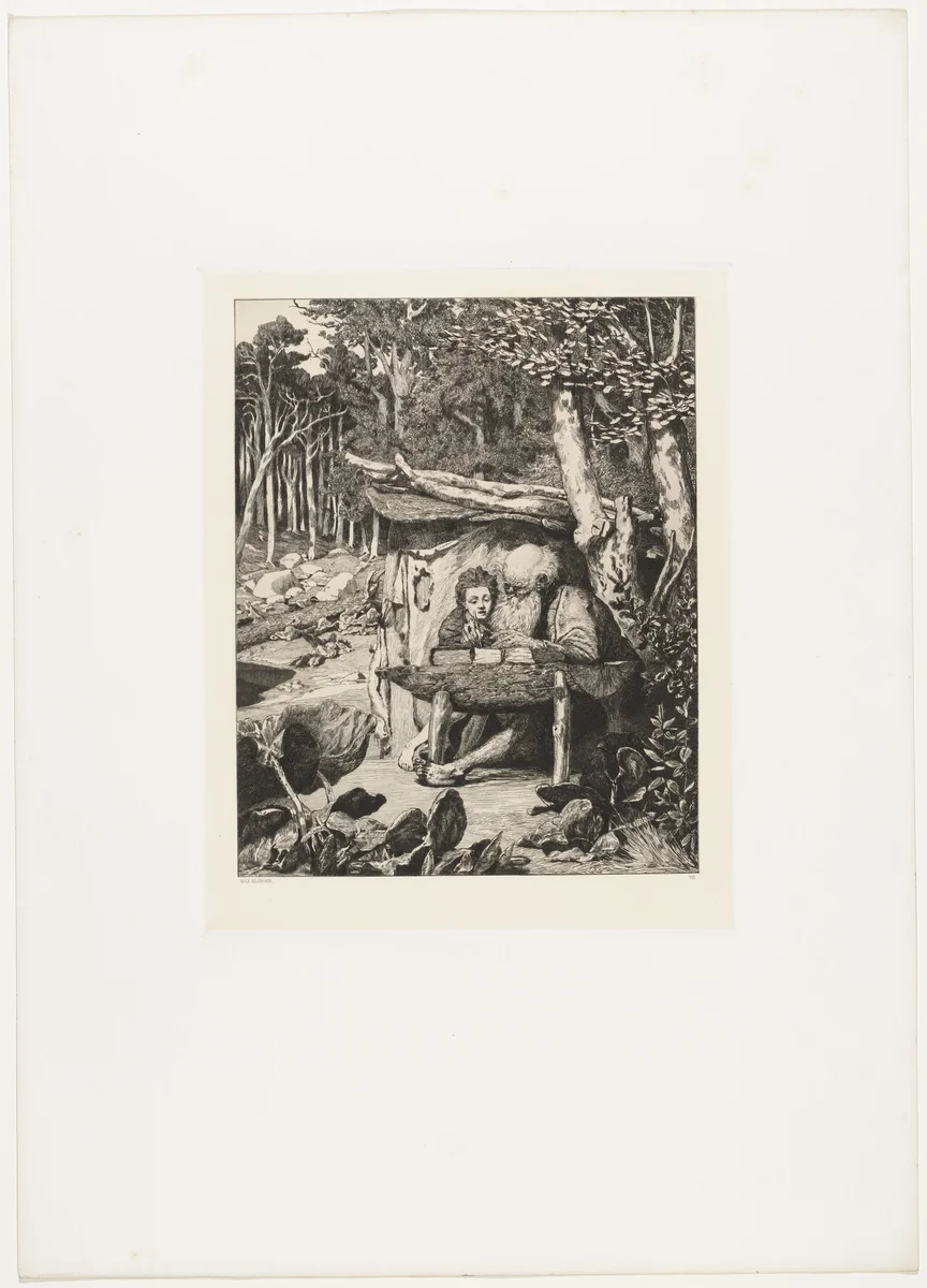 Simplicius' Writing Lesson (Simplici Schreibstunde) from Intermezzi, Opus IV by Max Klinger, print, 1881