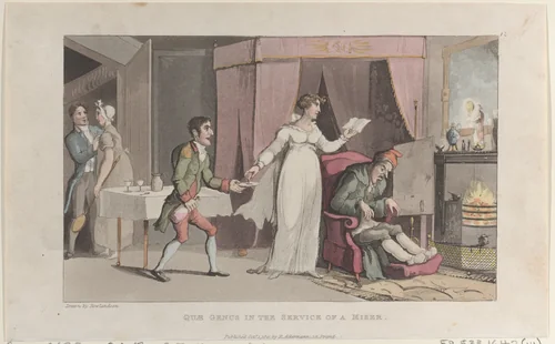 Quae Genus in the Service of a Miser by Thomas Rowlandson, print, 1821