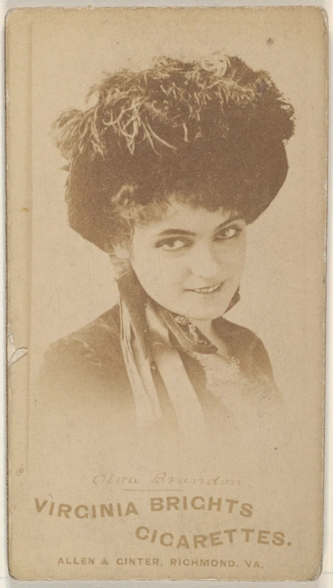 Olva Brandon, from the Actors and Actresses series (N45, Type 1) for Virginia Brights Cigarettes by Allen & Ginter, photograph, 1885-1891