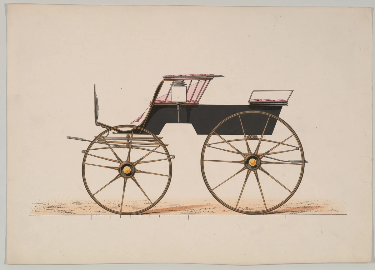 T-Cart Phaeton (unnumbered) by Brewster & Co., drawing, 1850-1870