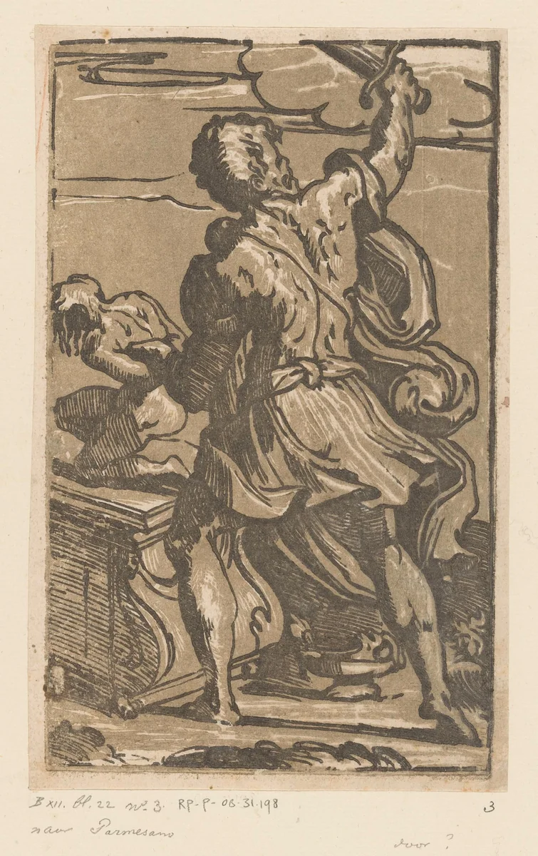 Offer van Isaak by Antonio da Trento, print, 1520-1550