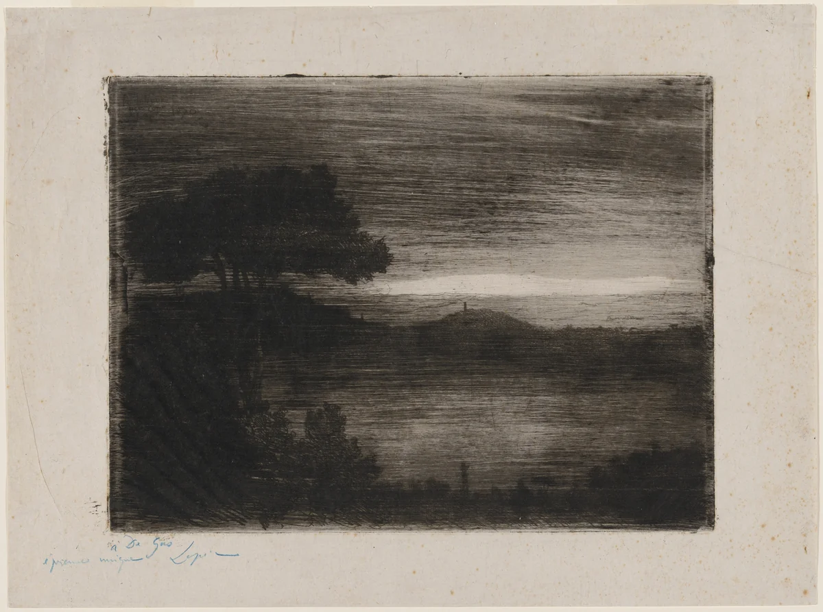 Lake Nemi by Vicomte Ludovic Lepic, print, 1870