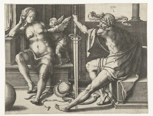 Mars, Venus en Cupido by Unknown, print, 1530