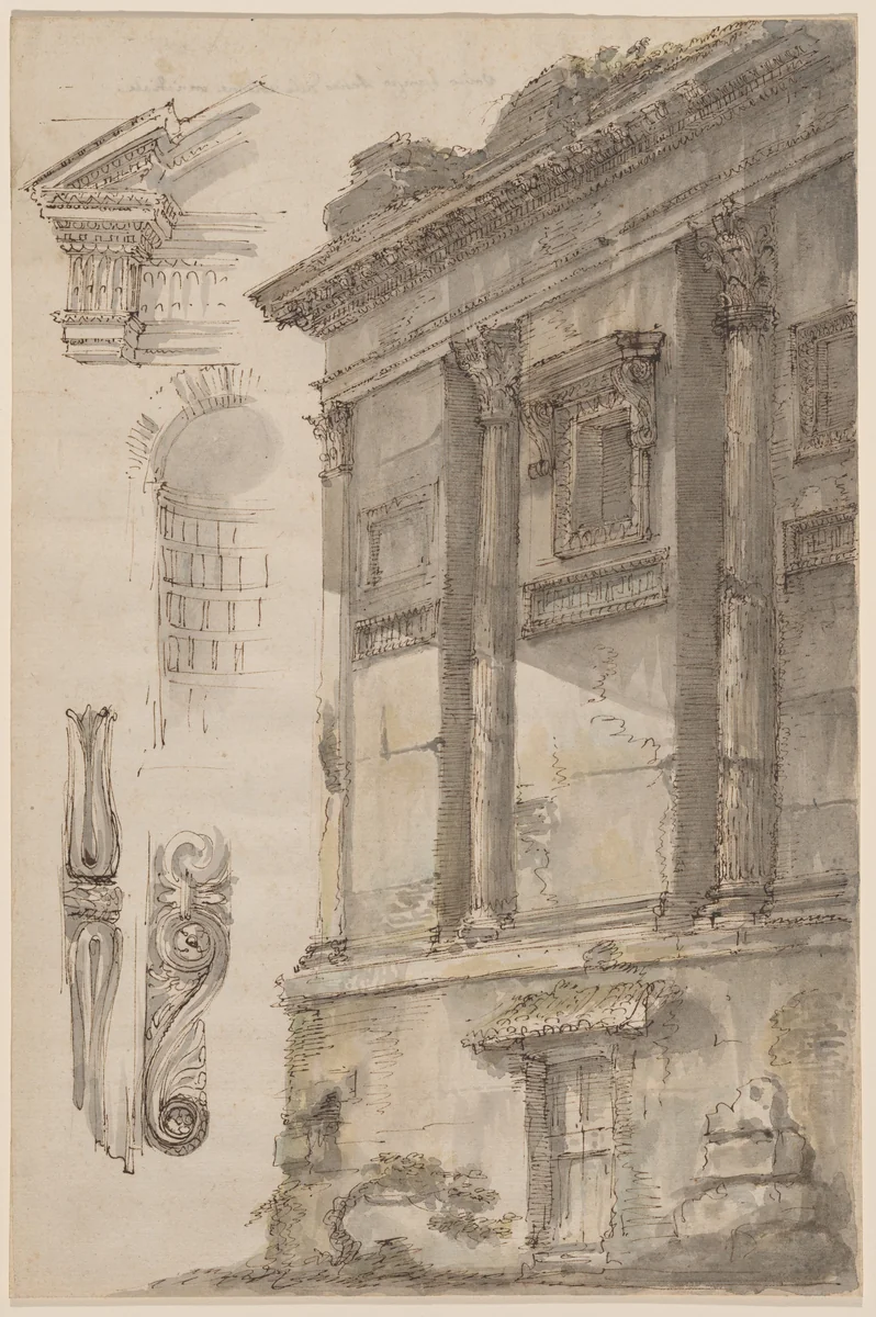 Studies of the Cenotaph of Annia Regilla by Mauro Antonio Tesi, drawing, 1730-1766