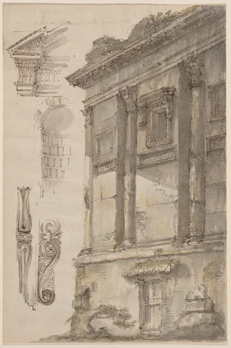 Studies of the Cenotaph of Annia Regilla by Mauro Antonio Tesi, drawing, 1730-1766