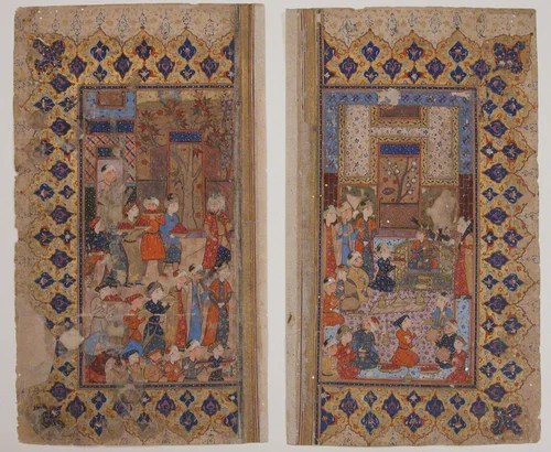 "Enthronement of a Young Prince (Shapur II?)", Folio from a Yusuf and Zulaikha of Jami by Maulana Nur al-Din `Abd al-Rahman Jami, manuscript, 1550-1599