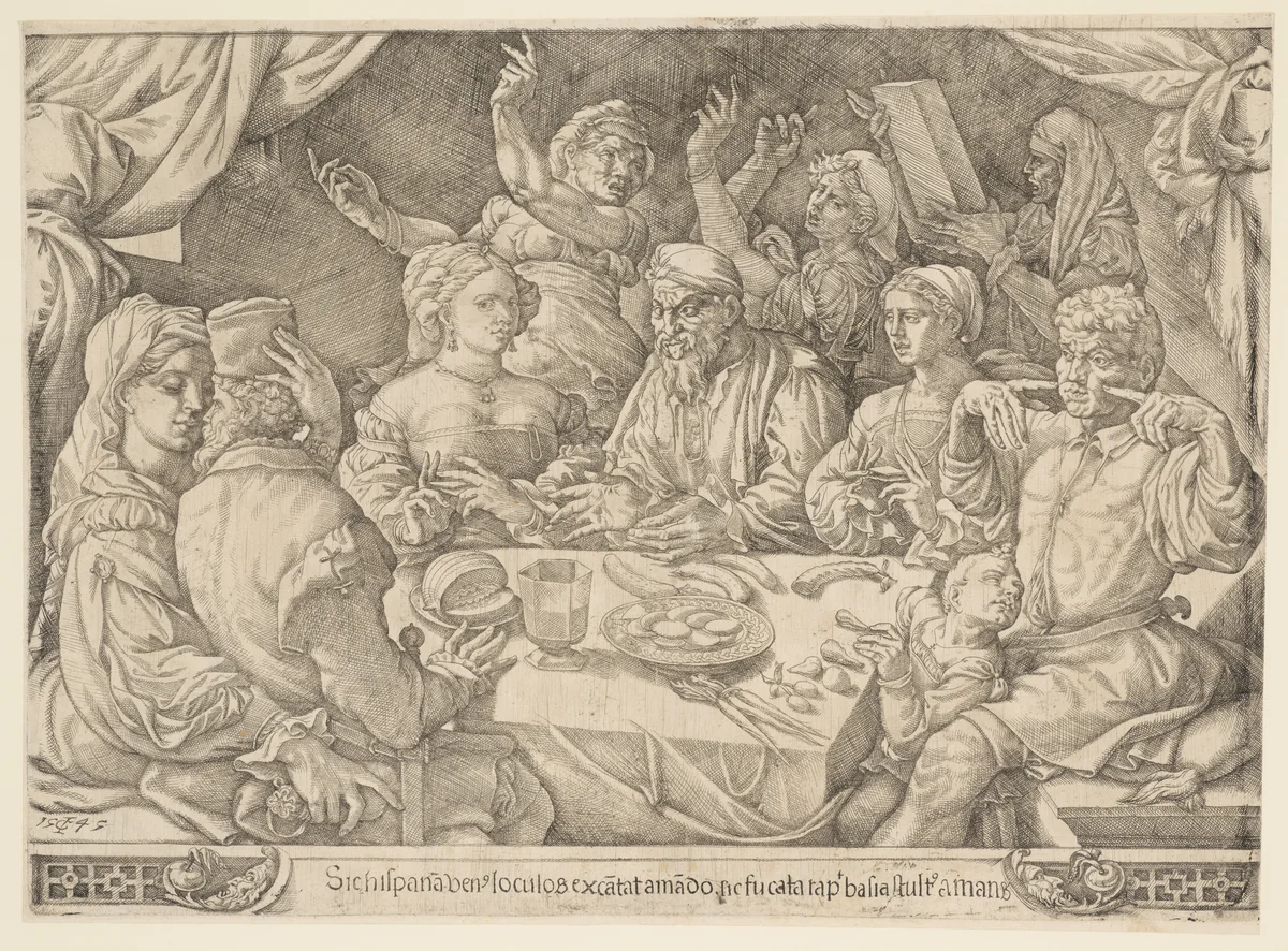 The Spanish Banquet by Jan Cornelisz Vermeyen, print, 1545