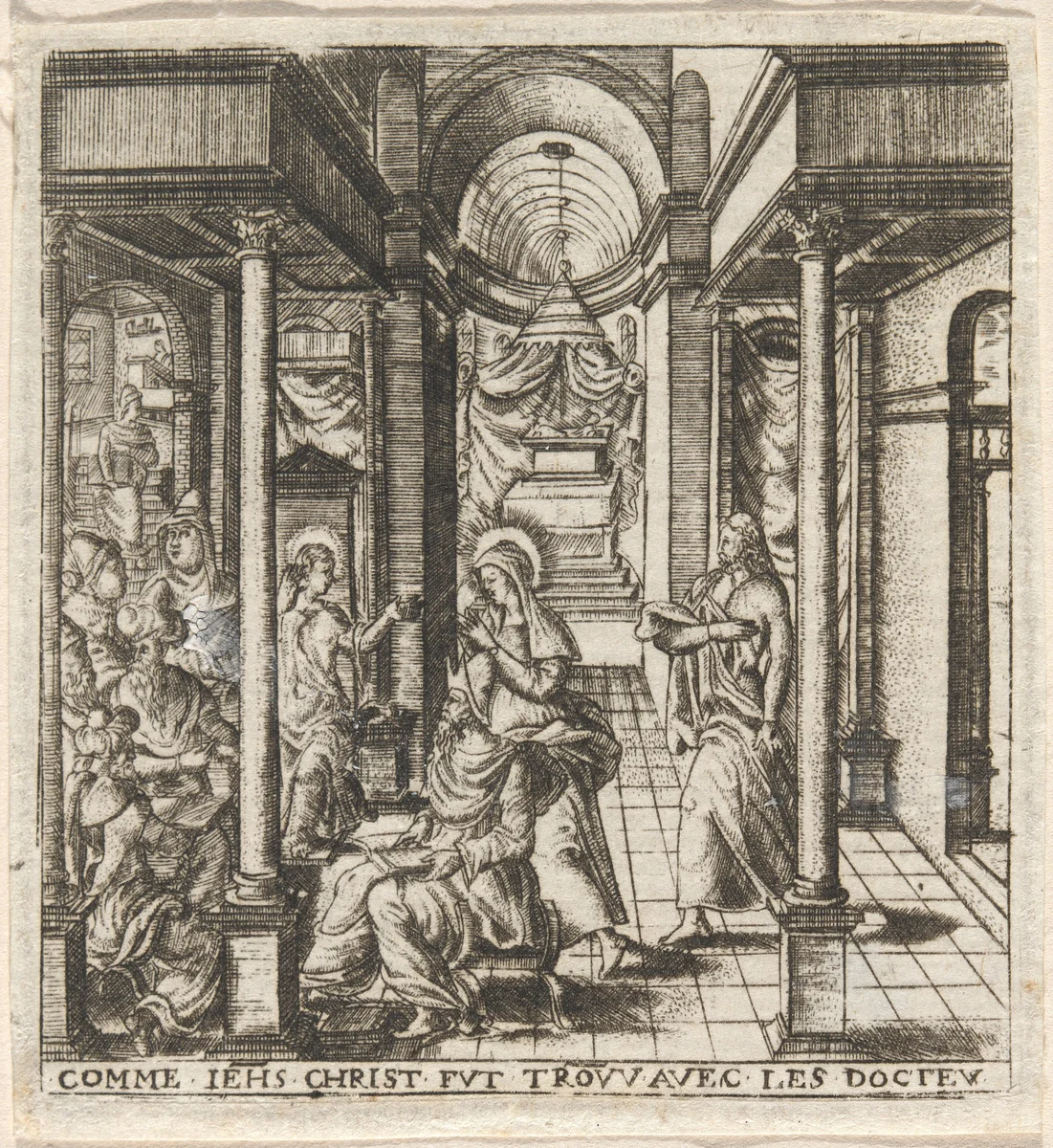 Mary and Joseph Find the Boy Jesus in the Temple with the Doctors by Léonard Gaultier, print, 1576-1580