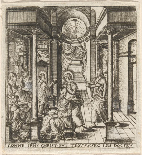 Mary and Joseph Find the Boy Jesus in the Temple with the Doctors by Léonard Gaultier, print, 1576-1580