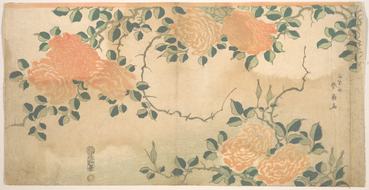 Roses by Kashosai Shunsen, print, 1800-1820