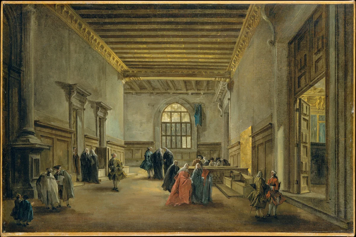 The Antechamber of the Sala del Maggior Consiglio by Francesco Guardi, painting, 1765-1768