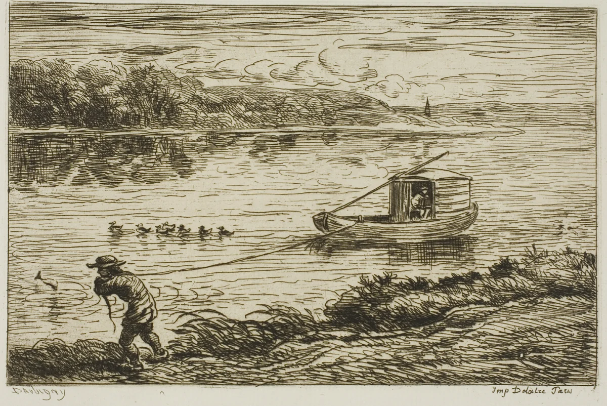 Ship's Boy Pulling on the Line (Hauling on the Rope) by Charles-François Daubigny, print, 1861