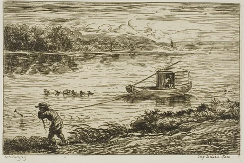 Ship's Boy Pulling on the Line (Hauling on the Rope) by Charles-François Daubigny, print, 1861